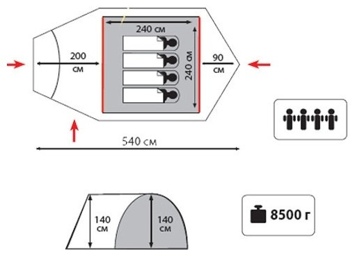 Палатка Tramp Grot В 4, TRT-009.04  