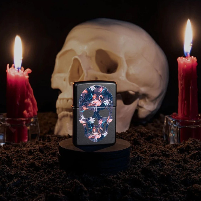 Зажигалка  Zippo Flamingo Skull Design 49771  