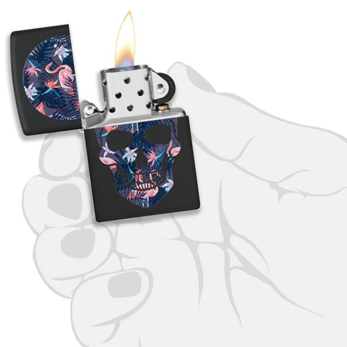 Зажигалка  Zippo Flamingo Skull Design 49771  