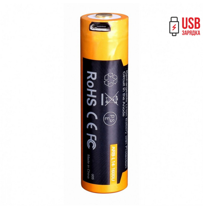 Аккумулятор 14500 Fenix ARB-L14-1600U micro usb зарядка 