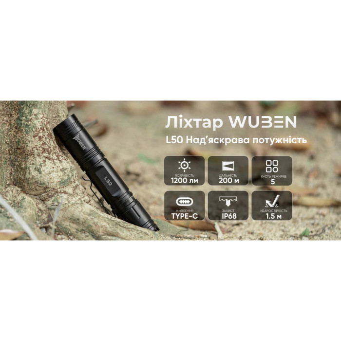 Фонарь Wuben L50, черный  