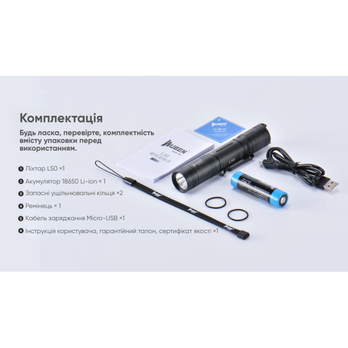 Фонарь Wuben L50, черный  