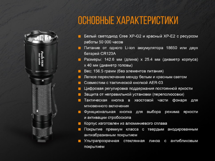 Фонарь ручной Fenix TK25 Red (поврежденная упаковка/ремонт соединения платы)