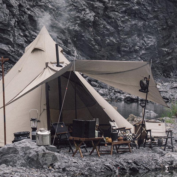 Тент кемпинговый Naturehike UPF50+ Hexagon tarp с двумя стойками, 520*460 см  