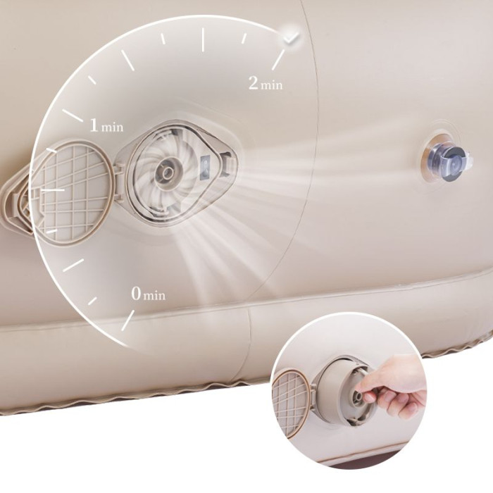 Матрас кемпинговый надувной двухместный Naturehike CNK2300DZ020, 180x132x60 см, бежевый со встроенным насосным насосом  