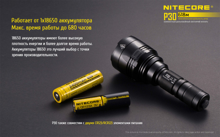 Карманный фонарь Nitecore P30, 1000 люмен  