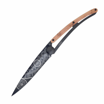 Нож Deejo Tattoo Wood Black 37 g, Juniper, &quot;Esoteric&quot;
