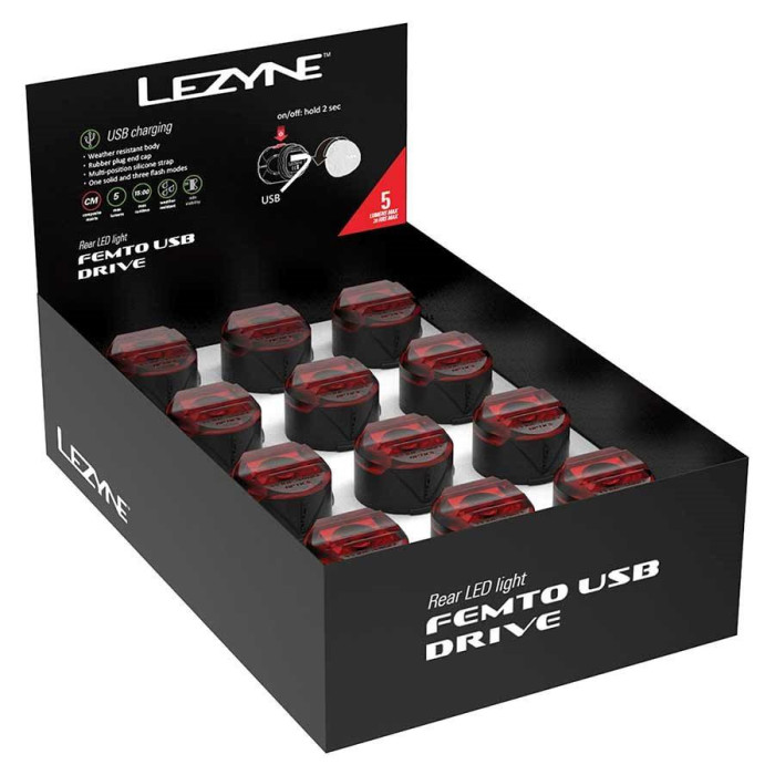 Набор задних мигалок Lezyne FEMTO DRIVE BOX SET REAR 24 штуки 5 люменов Y14  