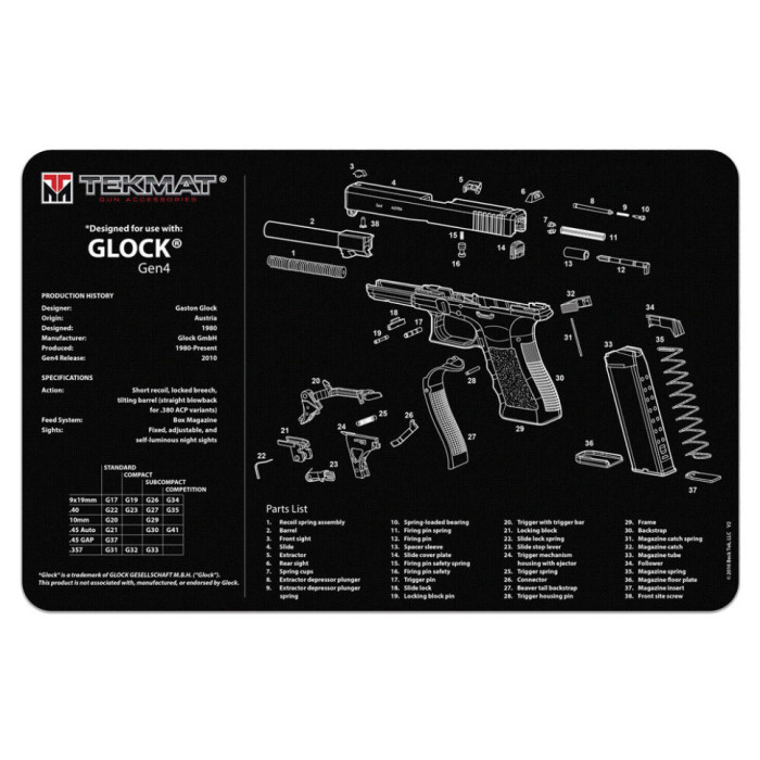 Коврик настольный Tekmat Glock Gen4 28x43 см  