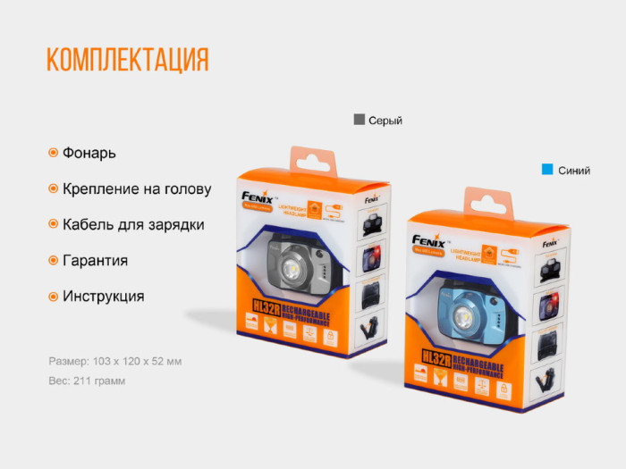 Фонарь Fenix HL32R Cree XP-G3 (синий)  
