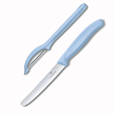 Кухонный набор Victorinox нож и овощечистка Swiss Classic, Paring Knife set with peeler, 2 pieces, голубой