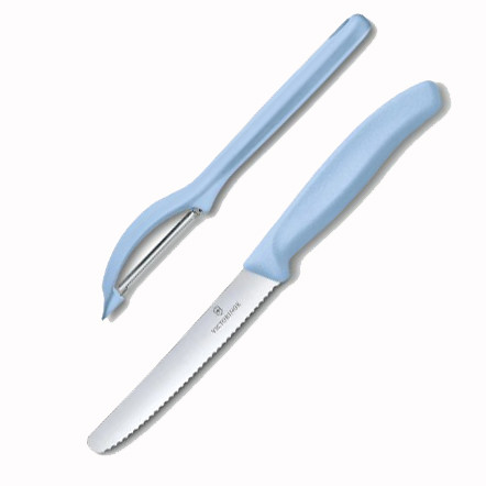 Кухонный набор Victorinox нож и овощечистка Swiss Classic, Paring Knife set with peeler, 2 pieces, голубой 