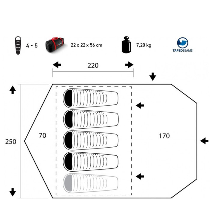 Палатка Trimm CAMP II, синий 4+1  