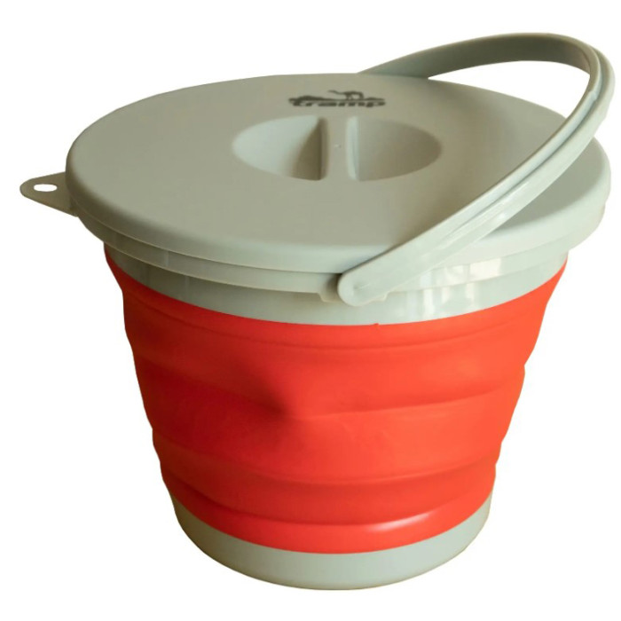 Ведро Tramp складное силиконовое с крышкой 5л red 