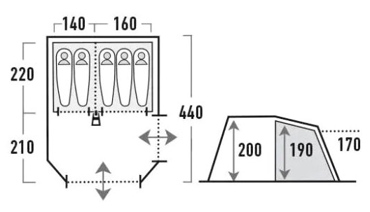 Палатка High Peak Meran 5.0 светло-серая/темно-серая/зеленая (11808)  