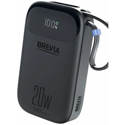 Повербанк (Power Bank) Brevia ePower LCD 10000mAh PD20W CompactMini Black + cable