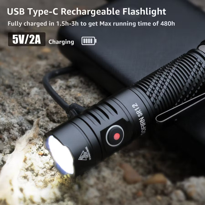 Фонарь Sofirn SR12 ручной 1450 лм с быстрой зарядкой USB-C  