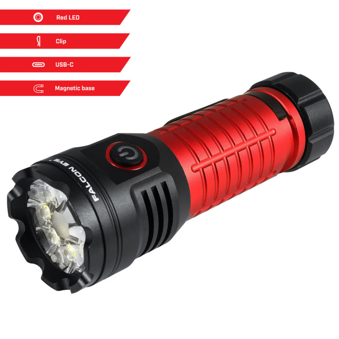 Фонарь тактический Falcon Eye Omega 3K (3000 Lm) White/Red LED Magnetic Rechargeable Type-C (FHH0143)  