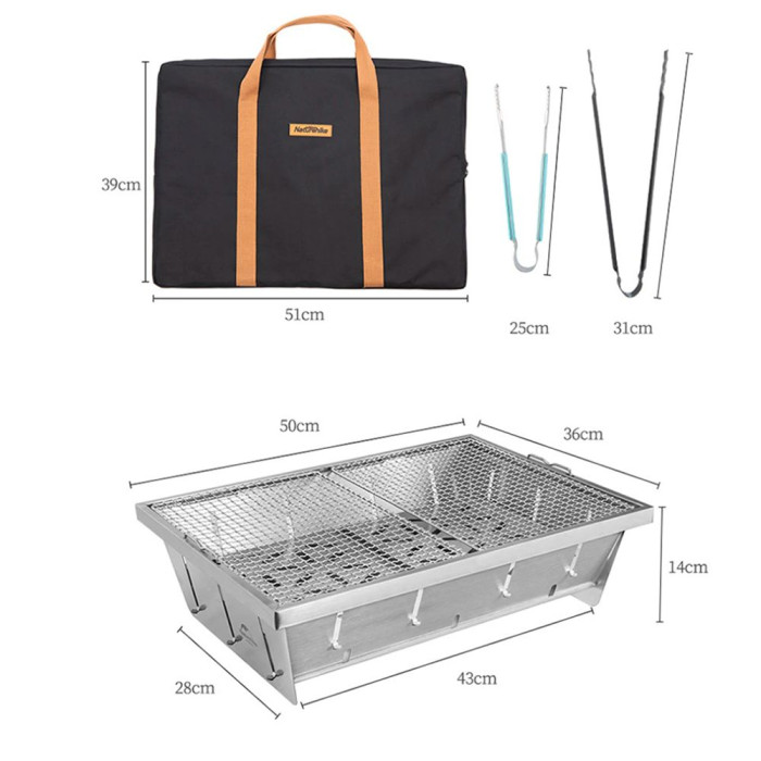 Гриль портативный Naturehike Picnic BBQ Grill NH20CJ006, р-р L, сталь  