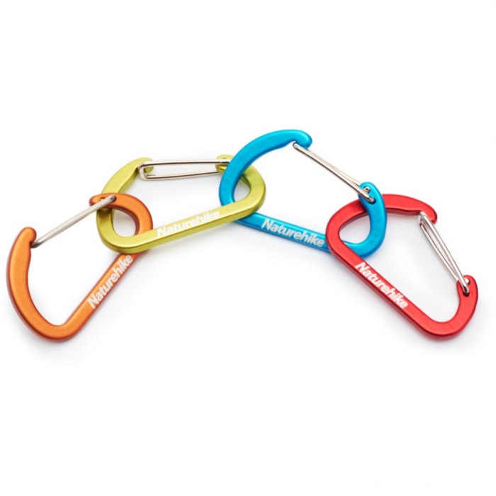 Карабин алюминиевый Naturehike D-type NH15A004-H, 4 см, оранжевый (2 шт.) (поврежденная упаковка)  