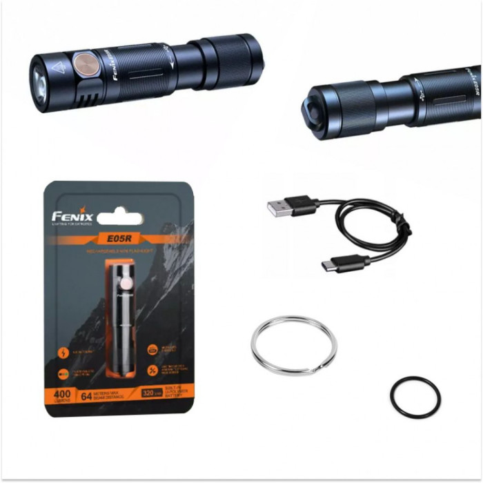 Фонарь Fenix E05R (XP-G2 G3, ANSI 400 лм, Li-Po), Чёрный  
