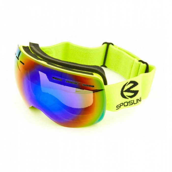 Маска для лыж и сноуборда Sposune HX021-1 Matte Green-Revo Rainbow  