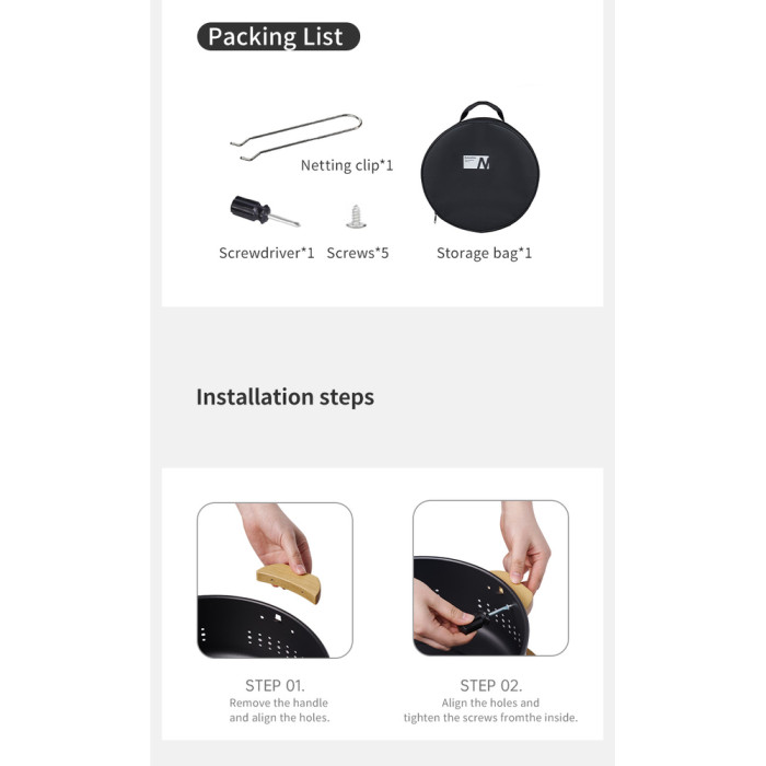 Настольная круглая печь с решеткой гриль и сковородкой Naturehike CNK2550CF010, 36*32.6*12 см, хромированное железо  