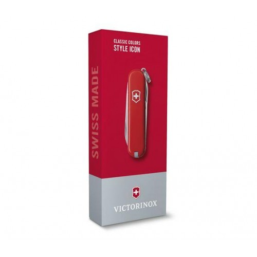 Нож-брелок Victorinox Classic SD Colors, Style Icon, Gift Box (0.6223.G) 7 функций, 58 мм, красный  