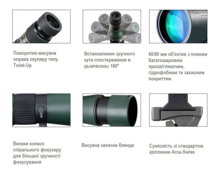 Подзорная труба Vanguard VEO HD 80A 20-60x80/45 WP (VEO HD 80A)  