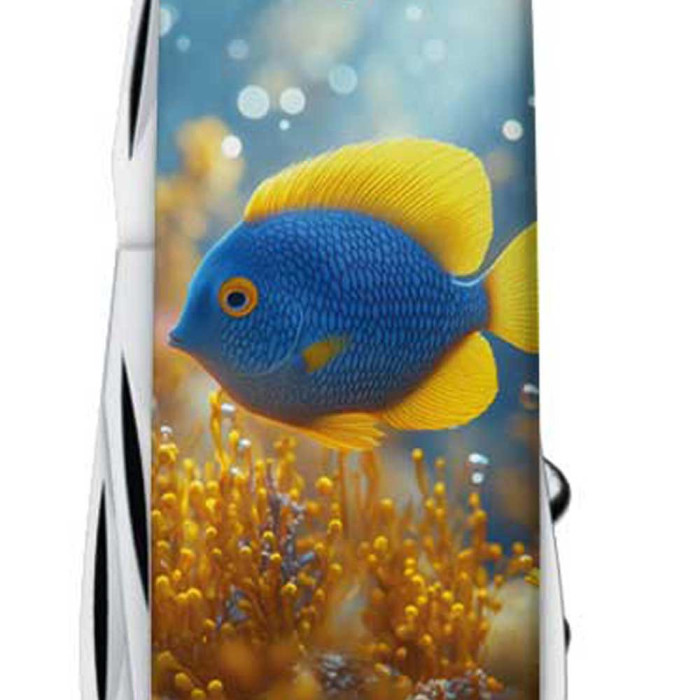 Складной нож Victorinox CAMPER DESIGN Желто-голубая рыбка  