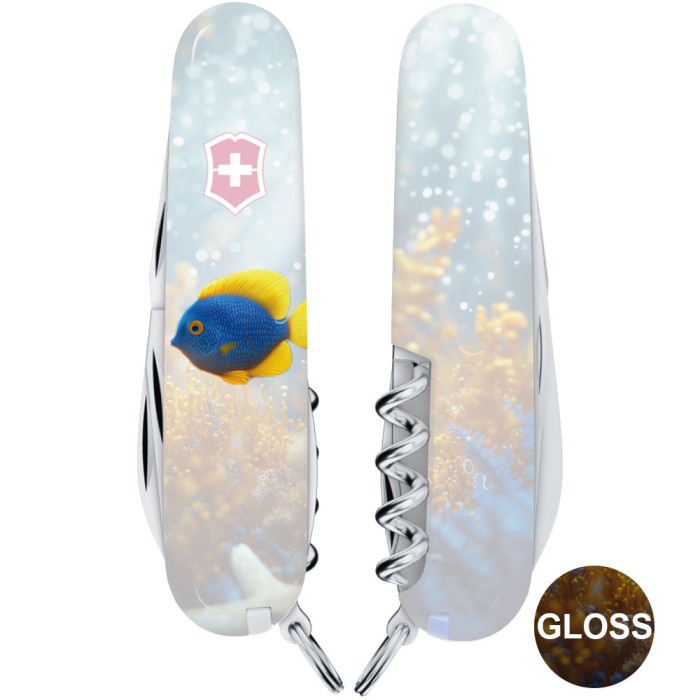 Складной нож Victorinox CAMPER DESIGN Желто-голубая рыбка  
