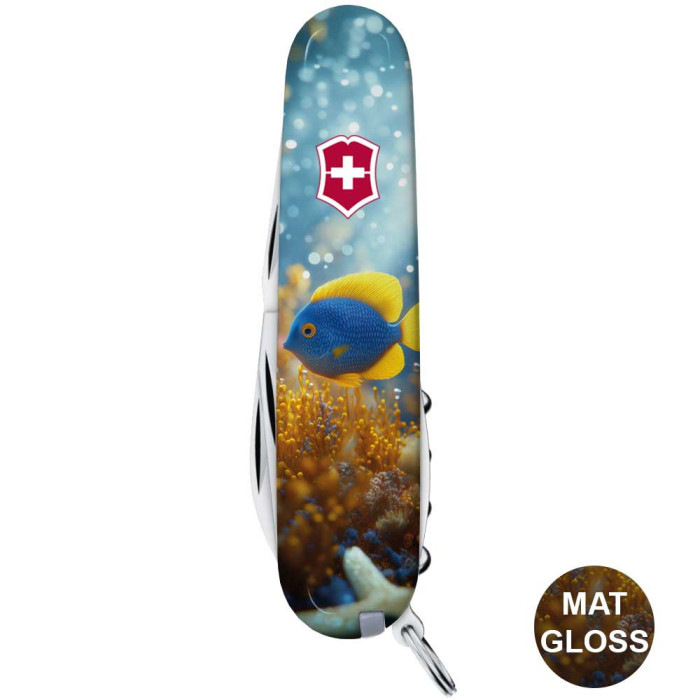 Складной нож Victorinox CAMPER DESIGN Желто-голубая рыбка  