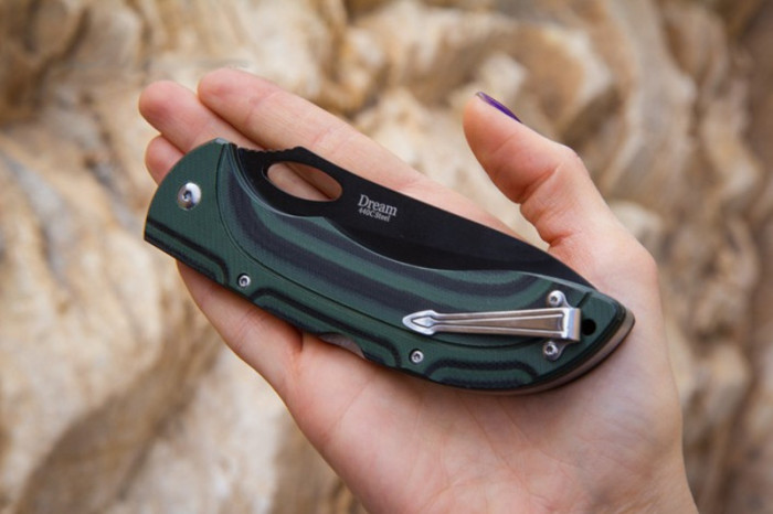 Нож Kizlyar Supreme Dream черный титан, сталь 440C, рукоять микарта  