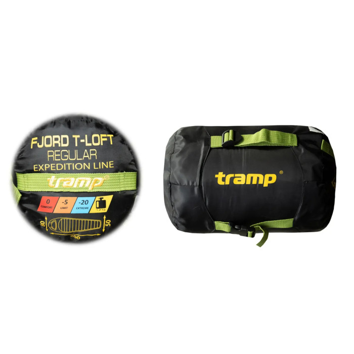 Спальный мешок Tramp Fjord Regular кокон правый green/grey 200/80-50 UTRS-094R  