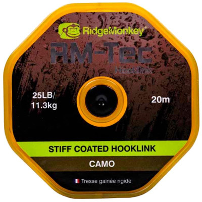 Поводковый материал RidgeMonkey RM-Tec Stiff Coated Hooklink Camo 25lb 20м