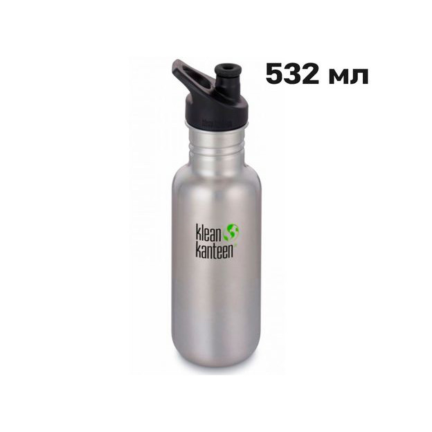 Спортивная бутылка для воды Klean Kanteen Classic Sport Cap 532 мл - серая  