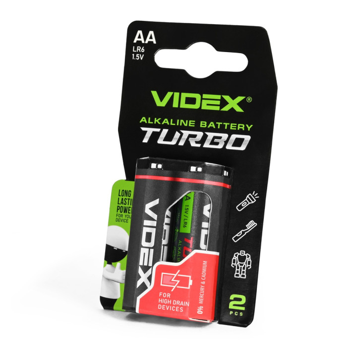 Батарейки щелочные Videx LR06/АА Turbo 2 шт. упак  