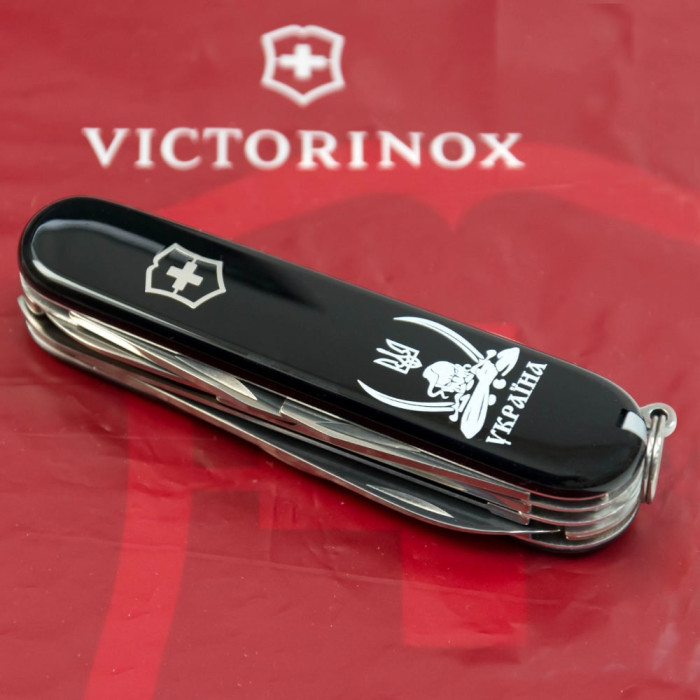 Складной нож Victorinox HUNTSMAN UKRAINE Казак с саблями белый 1.3713.3_T1110u  