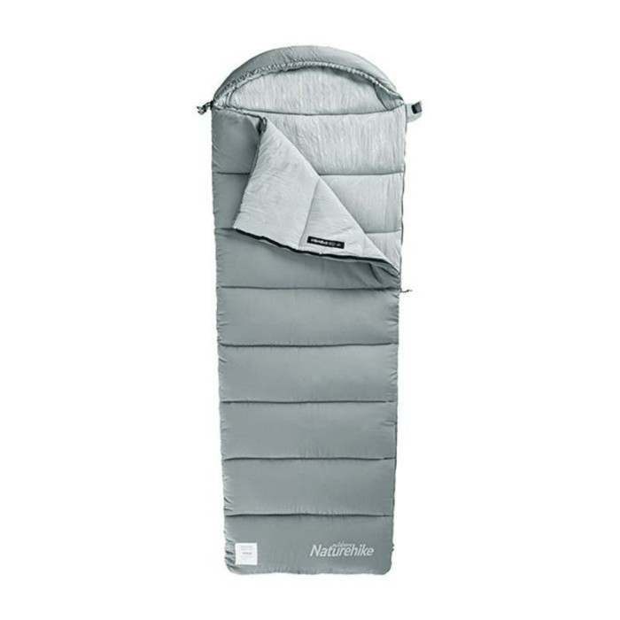 Спальник с капюшоном с обычным мешком для хранения Naturehike M400 CNK2350WS023, (1°C), левый, серый (поврежденная упаковка)  