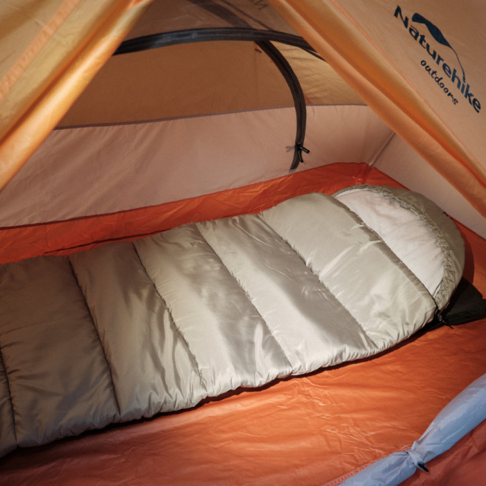 Спальник с капюшоном с обычным мешком для хранения Naturehike M400 CNK2350WS023, (1°C), левый, серый (поврежденная упаковка)  