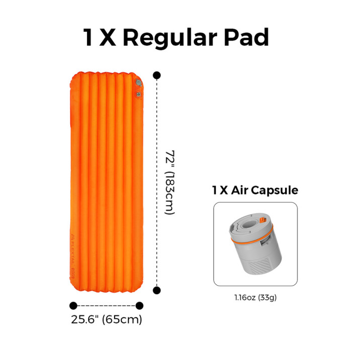 Коврик самонадувающийся Flextail Tiny Slleeping Pad R05 AVS, оранжевый  