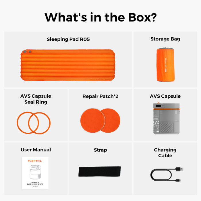 Коврик самонадувающийся Flextail Tiny Slleeping Pad R05 AVS, оранжевый  