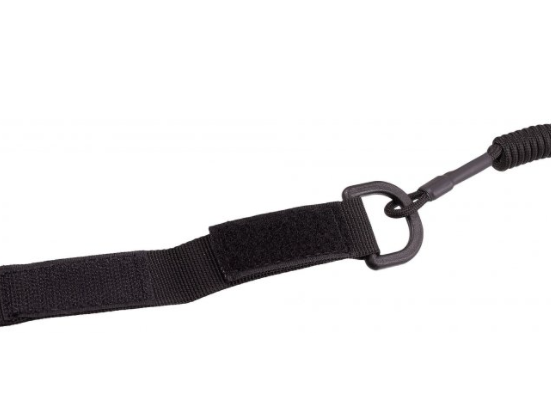 Страховочный шнур Grand Way S04 с D-кольцом и карабином черный  