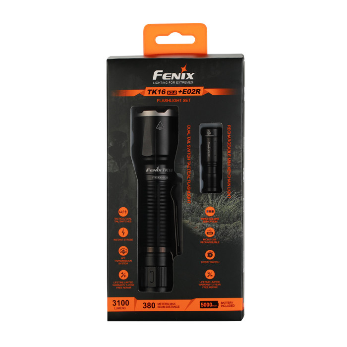 Фонарь ручной Fenix TK16 V2.0 + Фонарь ручной Fenix E02R (поврежденная упаковка)  