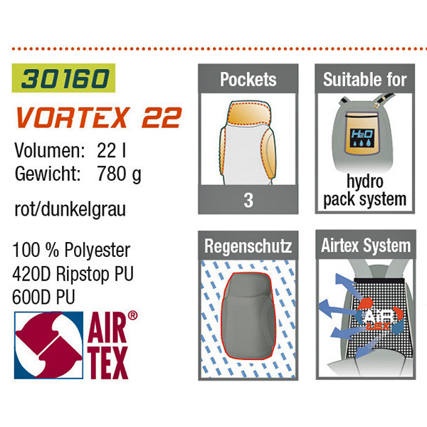 Рюкзак High Peak Vortex 22 (красный/серый)  