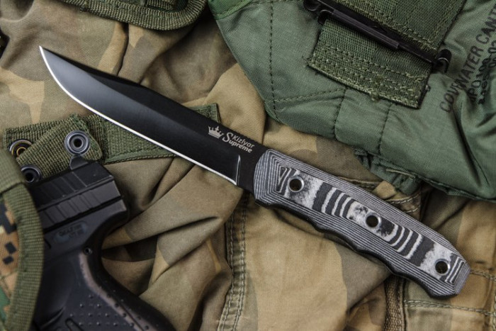 Нож Kizlyar Supreme Enzo черный, сталь D2, рукоять G10  