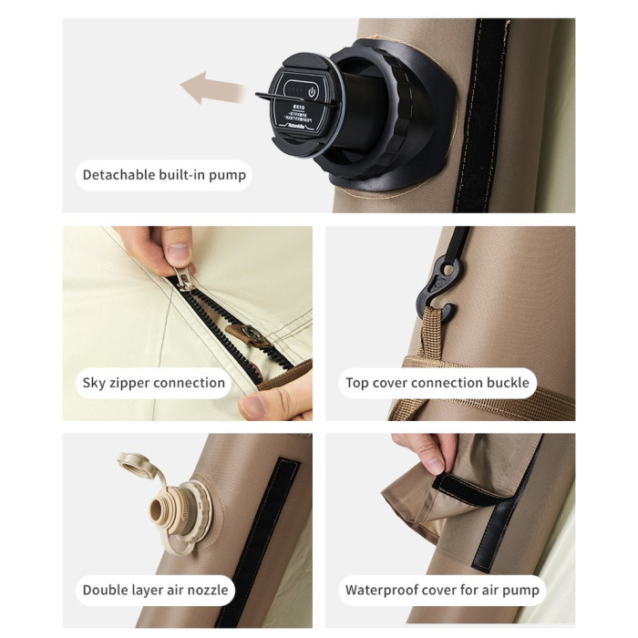 Палатка трехместная надувная автоматическая с тентом Naturehike Ango CNK2550WS017, коричневая  