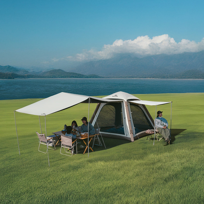 Палатка трехместная надувная автоматическая с тентом Naturehike Ango CNK2550WS017, коричневая  