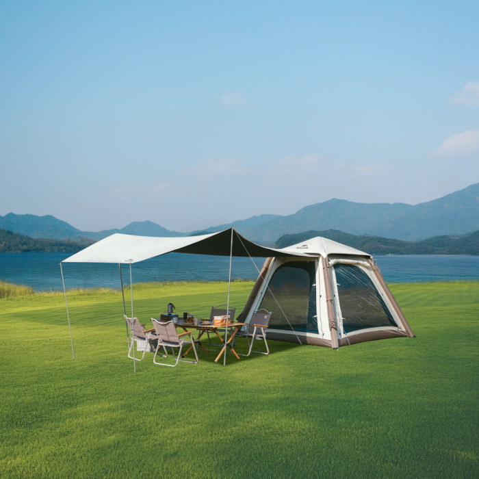 Палатка трехместная надувная автоматическая с тентом Naturehike Ango CNK2550WS017, коричневая  