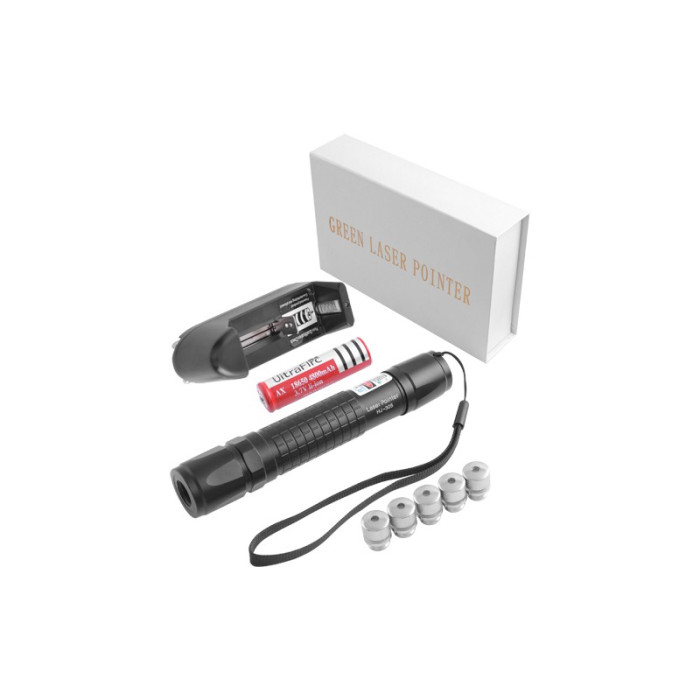 Лазерная указка Police зеленая HJ-305, 5 насадок  